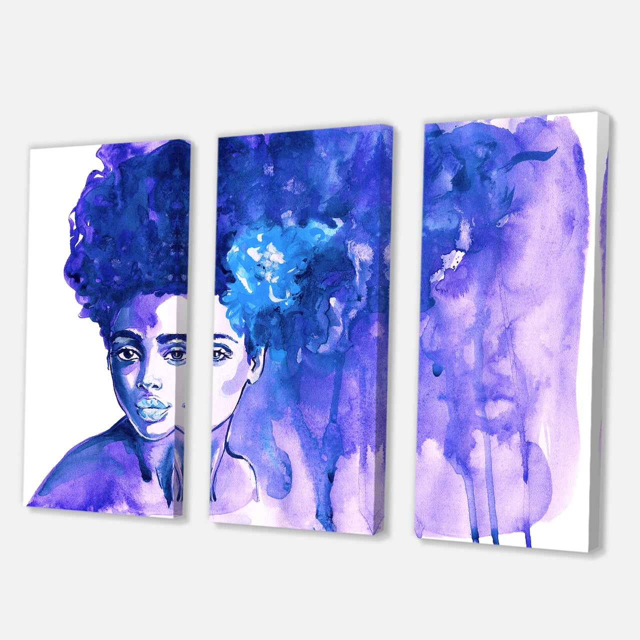 Designart - Glorious Blue Portrait of African American Woman - Modern Canvas Wall Art Print